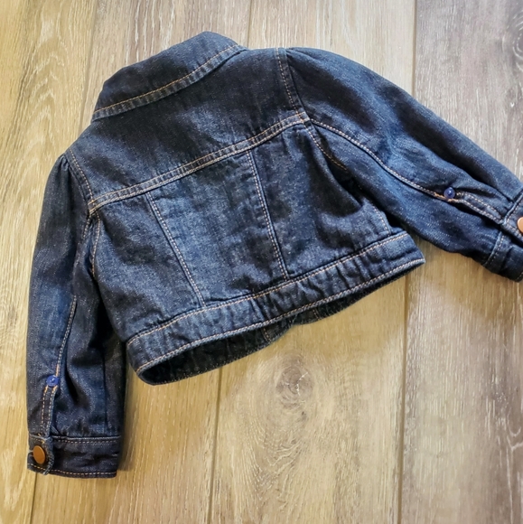 Baby Gap girl's med-dark Jean jacket/ antique gold buttons Size 6-12 mos - Picture 3 of 8